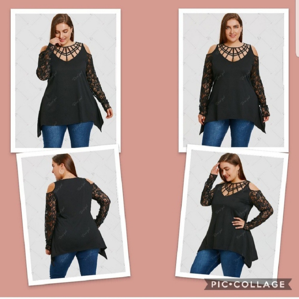 Lattice cut plus size assymetrical cold shoulder